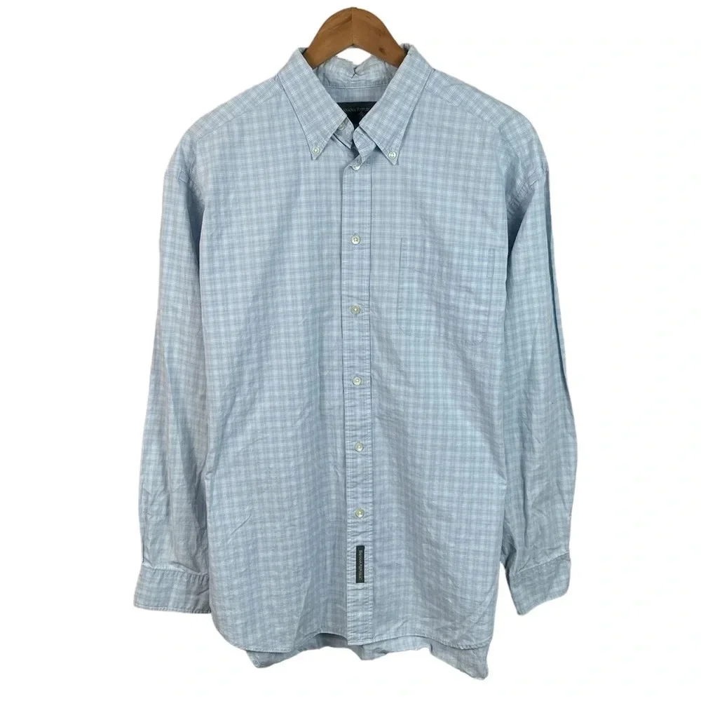 BF137 Mens Banana Republic Designer Button Down Shirt L